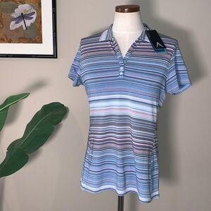 NWT Antigua Desert Dry Golf Polo Top, Multicolor Striped, Women’s Size M